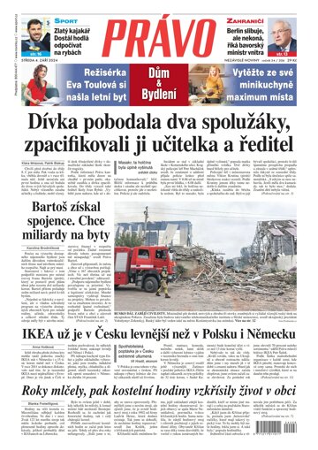 Obálka e-magazínu Deník Právo 4.9.2024