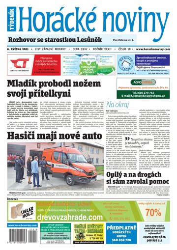 Obálka e-magazínu Horácké Noviny Čtvrtek 6.5.2021 č. 018