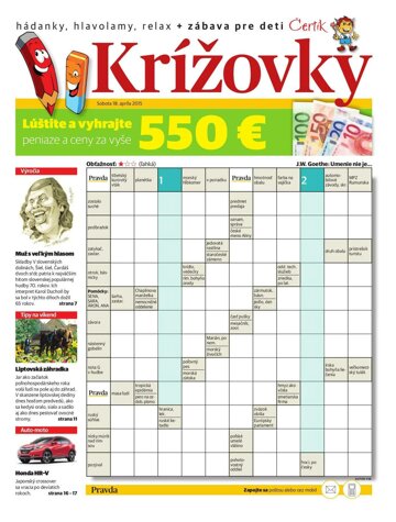 Obálka e-magazínu Krížovky 18.4.2015