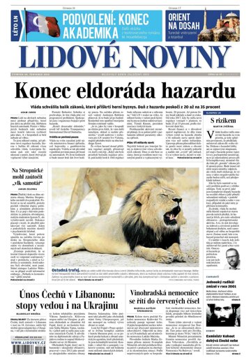 Obálka e-magazínu Lidové noviny 30.7.2015