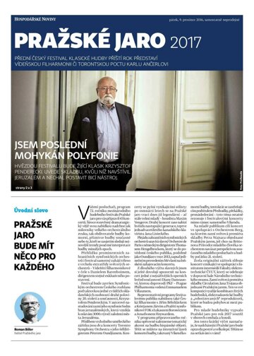 Obálka e-magazínu Hospodářské noviny - příloha 238 - 9.12.2016 příloha Pražské jaro