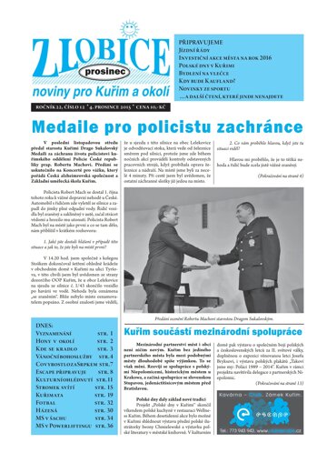 Obálka e-magazínu Zlobice – noviny pro Kuřim a okolí 12/2015