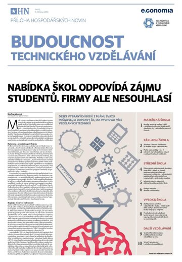 Obálka e-magazínu Hospodářské noviny - příloha 043 - 3.3.2015 Budoucnost technickeho vzdelavani