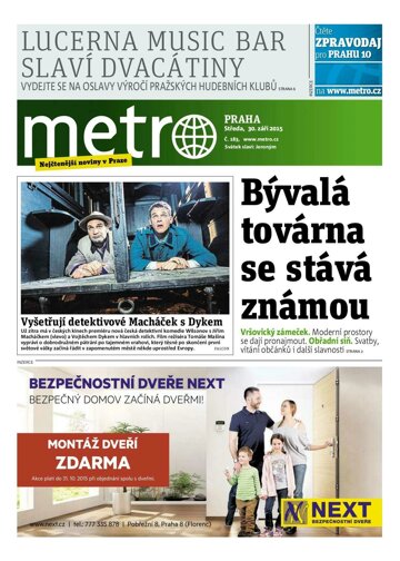 Obálka e-magazínu deník METRO 30.9.2015