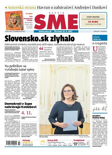 Obálka e-magazínu SME 14.9.2017