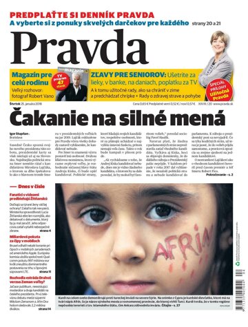 Obálka e-magazínu Pravda 25. 1. 2018