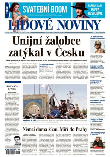 Obálka e-magazínu Lidové noviny 14.8.2021