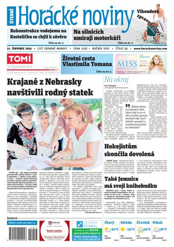 Obálka e-magazínu Horácké Noviny Úterý 21.7.2015 č. 56