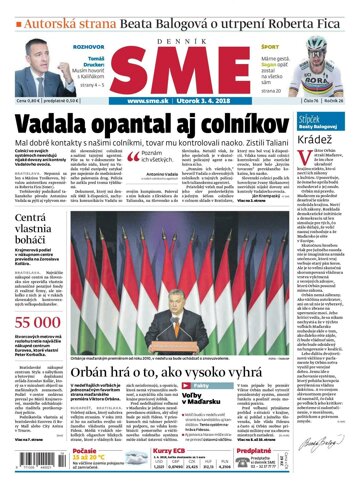 Obálka e-magazínu SME 3.4.2018