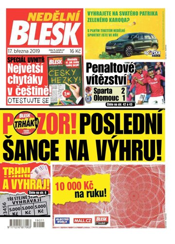 Obálka e-magazínu Nedělní Blesk 17.3.2019