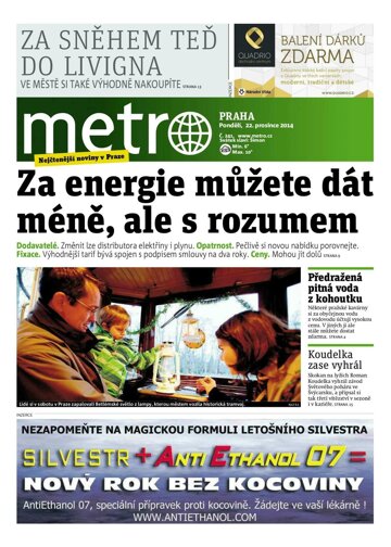 Obálka e-magazínu deník METRO 22.12.2014