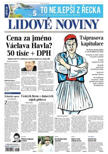 Obálka e-magazínu Lidové noviny 14.7.2015