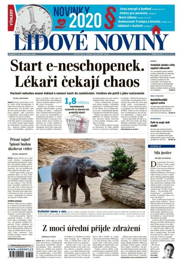 Obálka e-magazínu Lidové noviny 30.12.2019