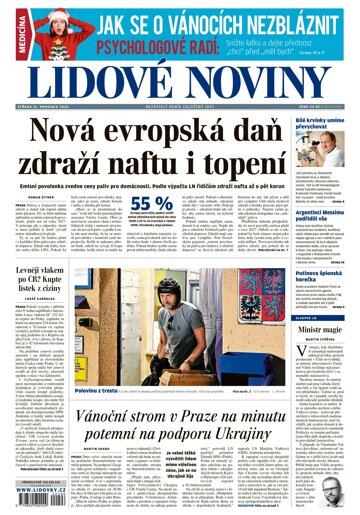 Obálka e-magazínu Lidové noviny 21.12.2022