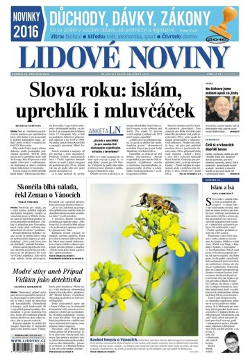 Obálka e-magazínu Lidové noviny 28.12.2015