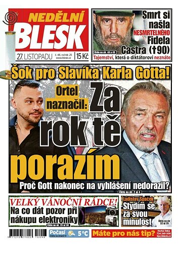 Obálka e-magazínu Nedělní Blesk 27.11.2016