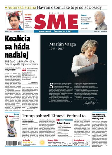 Obálka e-magazínu SME 10.8.2017