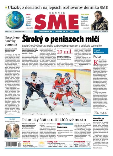 Obálka e-magazínu SME 29.12.2015