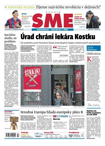 Obálka e-magazínu SME 16.2.2016