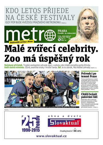 Obálka e-magazínu deník METRO 25.4.2016