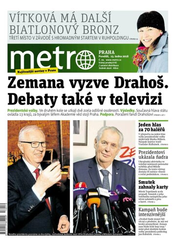 Obálka e-magazínu deník METRO 15.1.2018