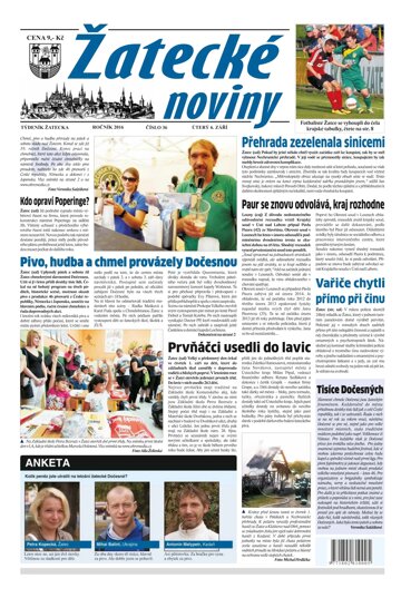 Obálka e-magazínu Žatecké noviny 36/2016