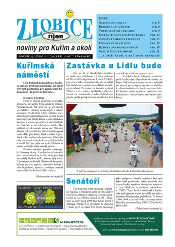 Obálka e-magazínu Zlobice – noviny pro Kuřim a okolí 10/2016