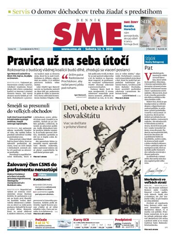 Obálka e-magazínu SME 12.3.2016