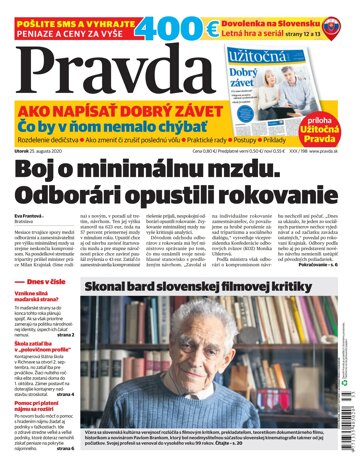 Obálka e-magazínu Pravda 25. 8. 2020