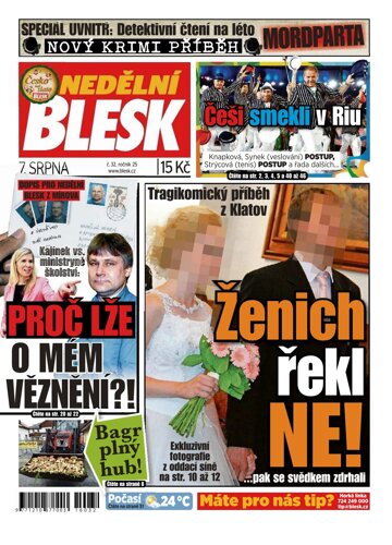 Obálka e-magazínu Nedělní Blesk 7.8.2016