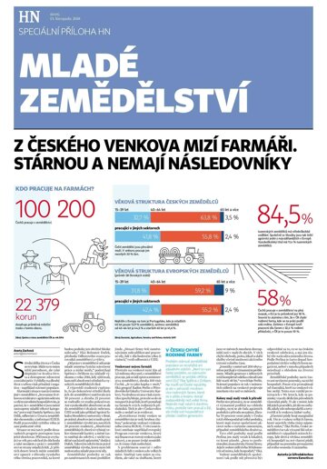 Obálka e-magazínu Hospodářské noviny - příloha 219 - 13.11.2018 příloha Mladé zemědělství