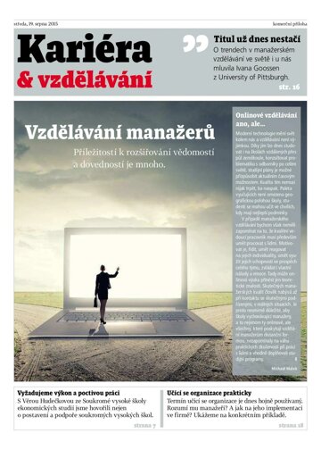 Obálka e-magazínu Hospodářské noviny - příloha 160 - 19.8.2015 Kariera vzdelavani