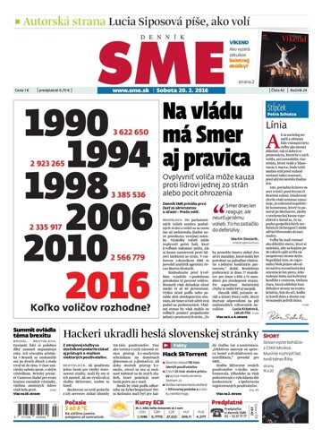 Obálka e-magazínu SME 20.2.2016