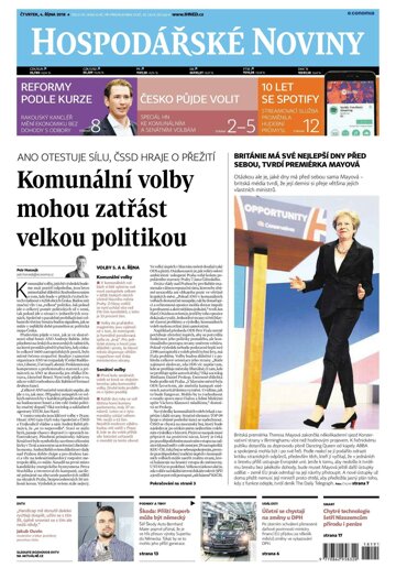 Obálka e-magazínu Hospodářské noviny 191 - 4.10.2018