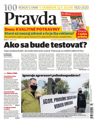 Obálka e-magazínu Pravda 20. 10. 2020