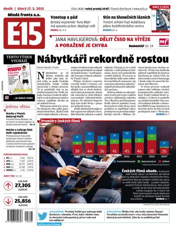 Obálka e-magazínu E15 17.3.2015