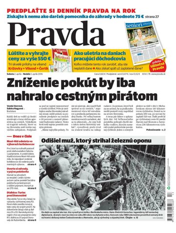 Obálka e-magazínu Pravda 2. 4. 2016