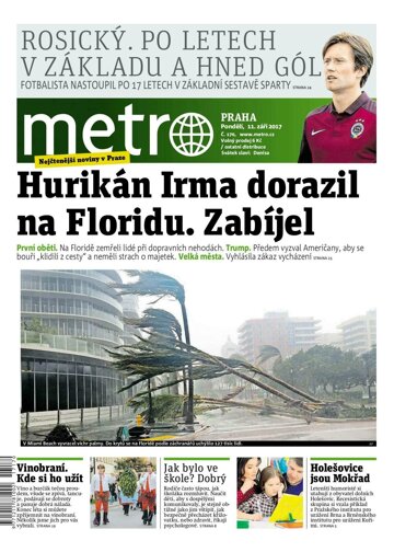 Obálka e-magazínu deník METRO 11.9.2017