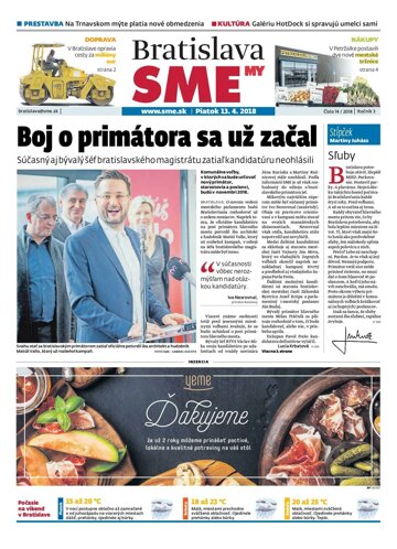 Obálka e-magazínu SME Bratislava 13/4/2018