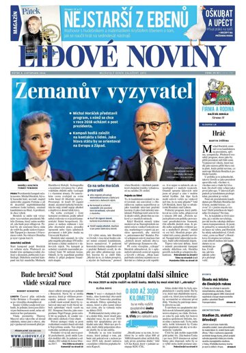 Obálka e-magazínu Lidové noviny 4.11.2016