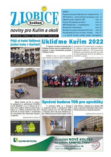 Obálka e-magazínu Zlobice – noviny pro Kuřim a okolí 5/2022