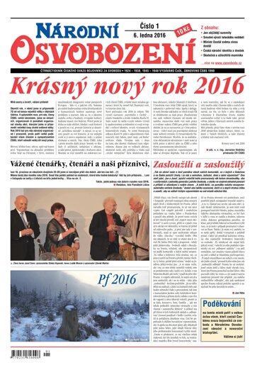 Obálka e-magazínu Národní Osvobození 1/2016