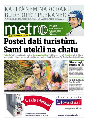 Obálka e-magazínu deník METRO 30.8.2016