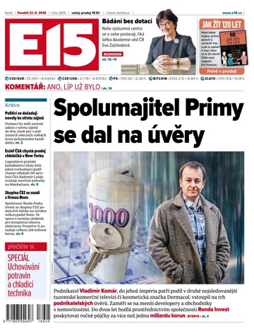 Obálka e-magazínu E15 21.5.2018