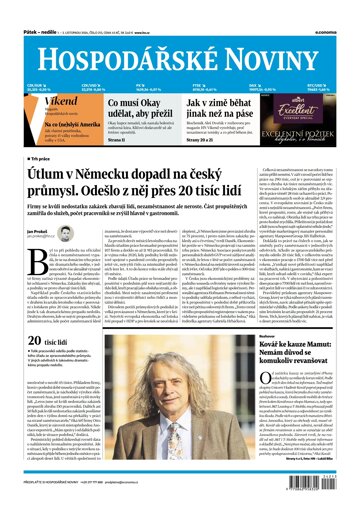 Obálka e-magazínu Hospodářské noviny 213 - 1.11.2024