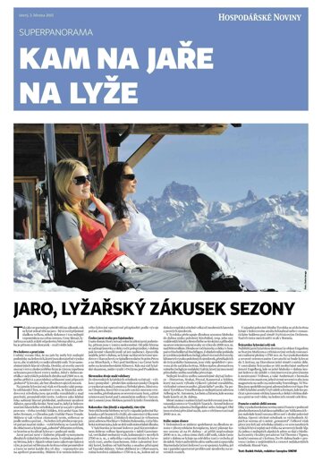 Obálka e-magazínu Hospodářské noviny - příloha 043 - 3.3.2015 Kam na jare na lyze