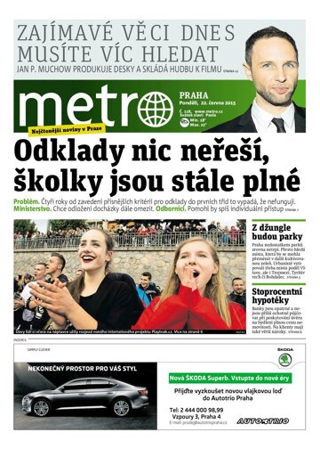 Obálka e-magazínu deník METRO 22.6.2015