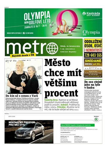 Obálka e-magazínu deník METRO Extra - 22.7.2015