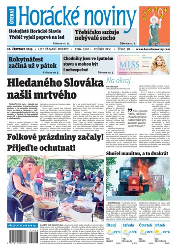 Obálka e-magazínu Horácké Noviny Úterý 28.7.2015 č. 58