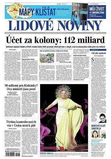 Obálka e-magazínu Lidové noviny 17.7.2015